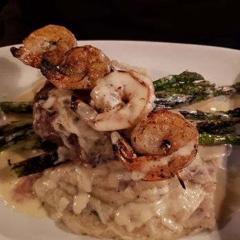 Nicks Fish House - Steak and shrimp with mashed potatoes and asparagus - Seafood Near Me - Baltimore, Maryland Nicks Fish House - Steak and shrimp with mashed potatoes and asparagus - Seafood Near Me - Baltimore, Maryland