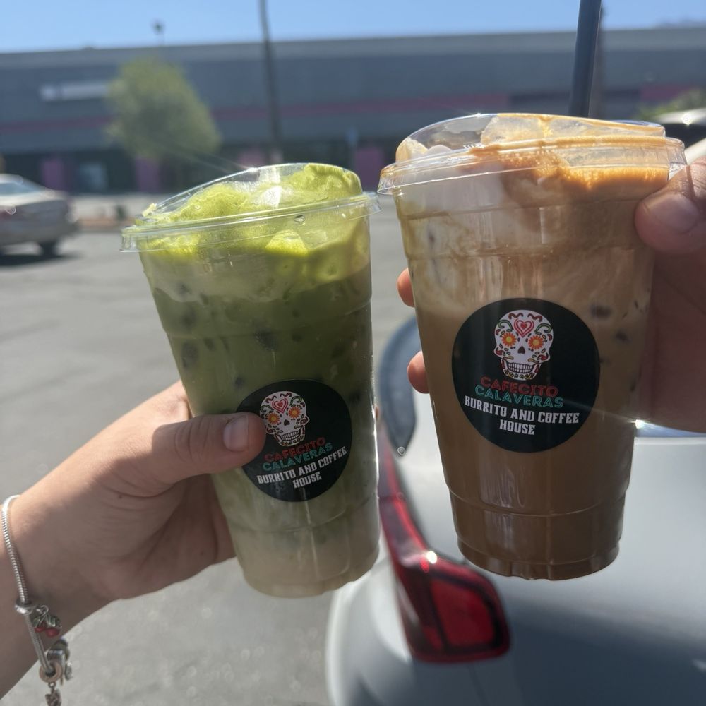 Cafecito Calaveras - Banana crème matcha and tres leche coffee - Mexican Near Me - Cathedral City, California Cafecito Calaveras - Banana crème matcha and tres leche coffee - Mexican Near Me - Cathedral City, California