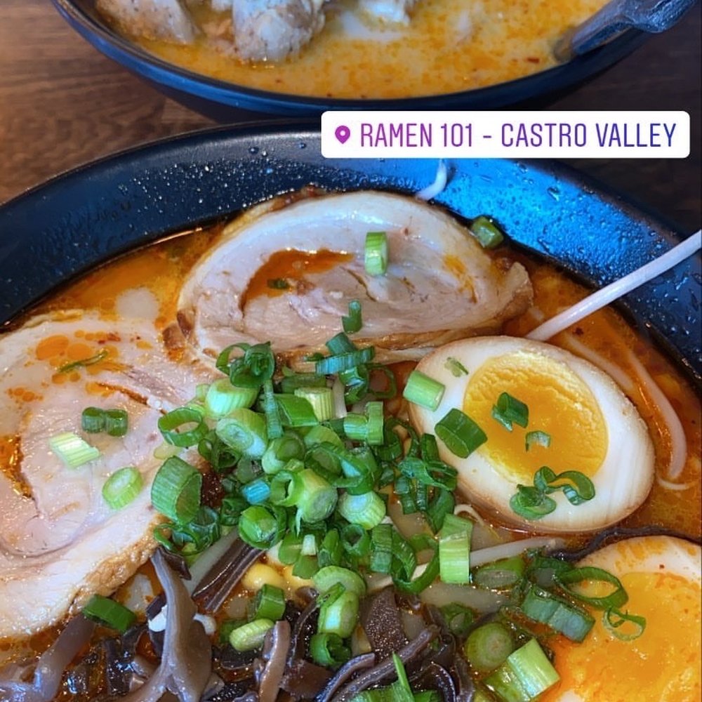 Ramen 101 - Miso ramen with Chashu, mushrooms, green onions , bean sprouts, and egg. - Ramen Near Me - Castro Valley, California