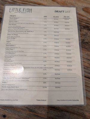 Menu photo 4 Little Fish Brewing Company Athens, OH