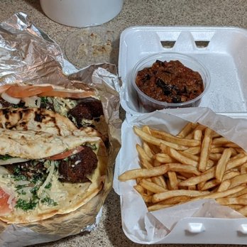 Leziz  Kitchen - Falafel combo and shakshuka - Mediterranean Near Me - Etobicoke, Ontario