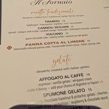 Il Fornaio - dessert menu (partial) - Italian Near Me - Mountain View, California Il Fornaio - dessert menu (partial) - Italian Near Me - Mountain View, California
