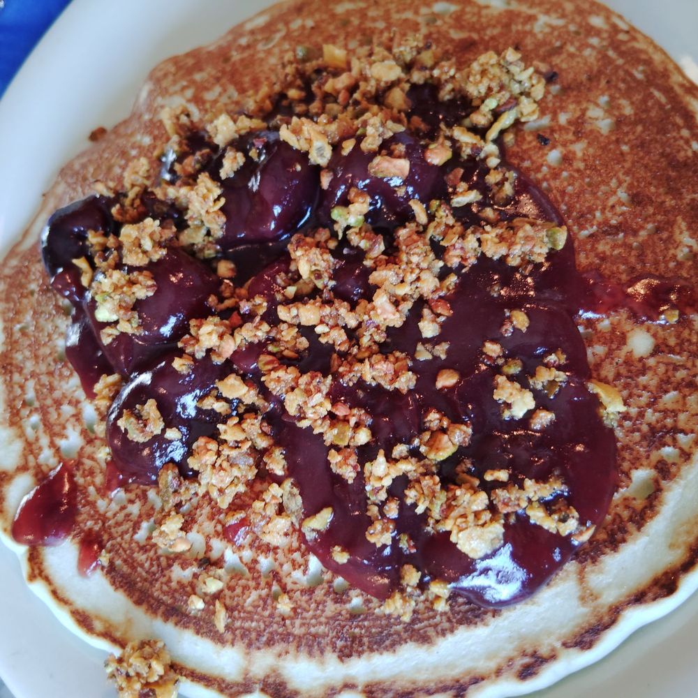 Cherry pistachio pancake! Cherry pistachio pancake!