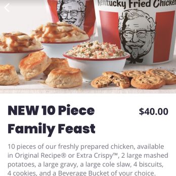 KFC - 10 piece family feast advertisement - Fast Food Near Me - Kaneohe, Hawaii KFC - 10 piece family feast advertisement - Fast Food Near Me - Kaneohe, Hawaii