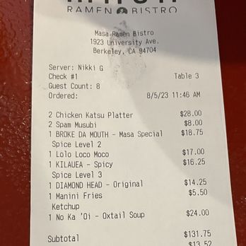 Masa Ramen Bistro - Hawaiian Near Me - Berkeley, California