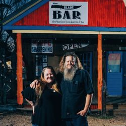 The Blade Bar - The Sibleys in front of blacksmith shop in downtown Edom.
