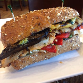 Jackie's Grillette - Grilled Vegetable Sub- Grilled squash, zucchini, fresh mozzarella, roasted red peppers and pesto on a multi-grain roll +Chicken! - American Near Me - Little Falls, New Jersey Jackie's Grillette - Grilled Vegetable Sub- Grilled squash, zucchini, fresh mozzarella, roasted red peppers and pesto on a multi-grain roll +Chicken! - American Near Me - Little Falls, New Jersey