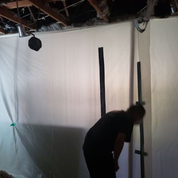 SERVPRO Team Jeffrey Padgett - The barrier installed between damaged area and connecting kitchen, plus the additional support of the edge that was dangerously drooping. - Damage Restoration Near Me - Redlands, California