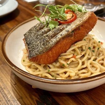Nep Cafe - Salmon Garlic Noodle - Breakfast & Brunch Near Me - Fountain Valley, California Nep Cafe - Salmon Garlic Noodle - Breakfast & Brunch Near Me - Fountain Valley, California