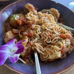 Aung Myanmar Noodles (GF) with shrimp Aung Myanmar Noodles (GF) with shrimp