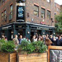 Latymers - An equal to greater number of revelers outside...in front & around the corner on the side.