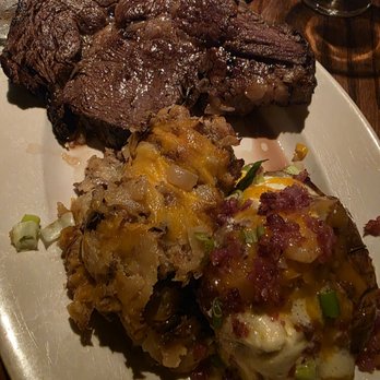 Mountain Jack's - Price Rib with Loaded baked potato and Au Gratin potatoes - Steakhouses Near Me - Lafayette, Indiana