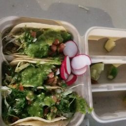 Chicken, Carne enchilada, and al pastor tacos, late night after beers = perfection. Chicken, Carne enchilada, and al pastor tacos, late night after beers = perfection.