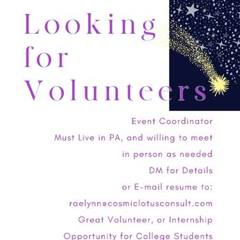 Cosmic Lotus Consulting - This is another volunteer flyer for an Event Coordinator - Business Consulting Near Me - McKees Rocks, Pennsylvania Cosmic Lotus Consulting - This is another volunteer flyer for an Event Coordinator - Business Consulting Near Me - McKees Rocks, Pennsylvania