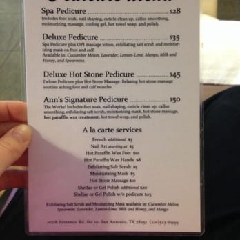 Ann's Nail & Day Spa - Pedicure price list, March 2014 - Nail Salons Near Me - San Antonio, Texas Ann's Nail & Day Spa - Pedicure price list, March 2014 - Nail Salons Near Me - San Antonio, Texas