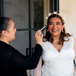 The Last Resort - Judy working on my makeup at the Church of the Wayfarer