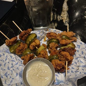 Earls Kitchen + Bar - Nashville Spicy Crispy Chicken and Pickle Skewers, OMG Delicious!!! Must try! - Canadian (New) Near Me - Burnaby, British Columbia