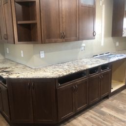 Leathered granite purchased at Granite Connections and installed by Granite Connections.