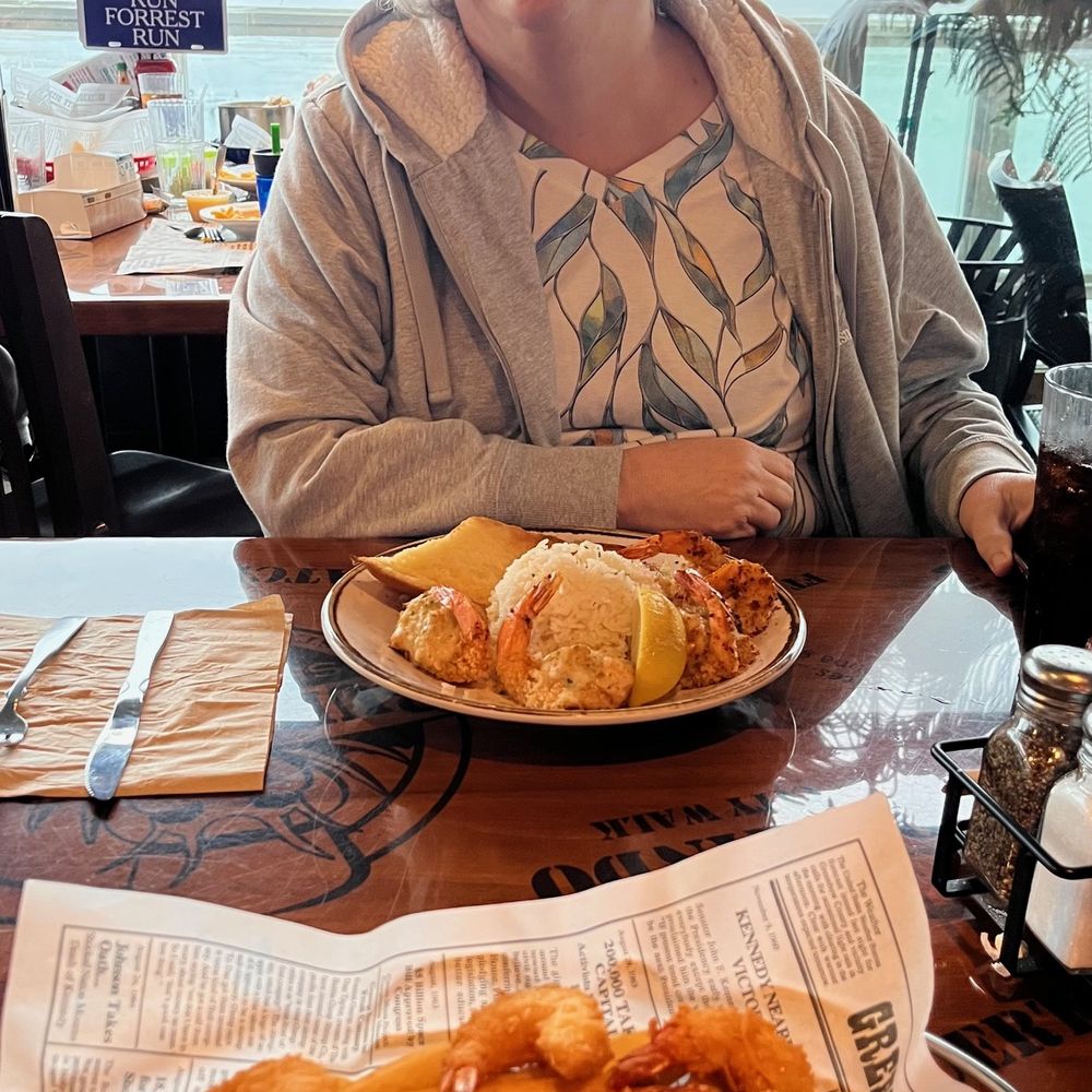 Bubba Gump Shrimp - My coconut shrimp and Mom with her "I'm stuffed" shrimp - Seafood Near Me - Monterey, California Bubba Gump Shrimp - My coconut shrimp and Mom with her "I'm stuffed" shrimp - Seafood Near Me - Monterey, California