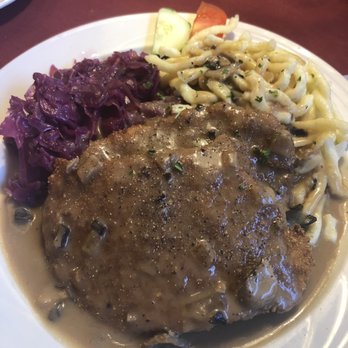 Cafe Old Vienna - Yaeger Schnitzel with red cabbage and spetzel - German Near Me - Myrtle Beach, South Carolina