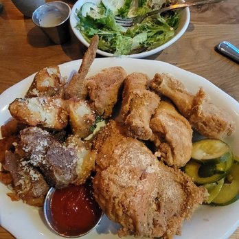 Tupelo Honey Southern Kitchen & Bar - Half fried chicken with rosemary Parmesan smashed crispy potatoes - Southern Near Me - Denver, Colorado Tupelo Honey Southern Kitchen & Bar - Half fried chicken with rosemary Parmesan smashed crispy potatoes - Southern Near Me - Denver, Colorado