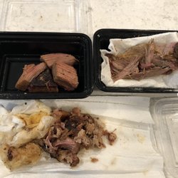 Warpig Smokehouse - 1/2# Brisket, 1/2# pork from Warpig Smokehouse. Brisket was a fatty, greasy mess. Pork was better but extremely greasy too.