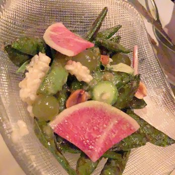 Traif - Snap pea salad with peanuts, grapes, rice puff. Overly complex for a salad that didn't really speak to us - New American Near Me - Brooklyn, New York Traif - Snap pea salad with peanuts, grapes, rice puff. Overly complex for a salad that didn't really speak to us - New American Near Me - Brooklyn, New York