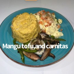 The Vegan Factory - Mangu with tofu, and carnitas (mushroom)