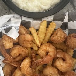 Seafood Mike's - Fired shrimp basket with a side of grits since