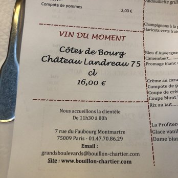 Bouillon Chartier - Menu - French Near Me - Paris, 75