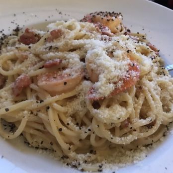 Luna Rossa - Spaghetti Carbonara with Shrimp - Italian Near Me - Tustin, California Luna Rossa - Spaghetti Carbonara with Shrimp - Italian Near Me - Tustin, California