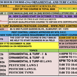 Pest Management Sciences - ORNAMENTAL & TURF 30 HOUR COURSE QUALIFICATION FROM OCT. 17 TO DEC. 19, 2026-CERTIFICATION & BUSINESS TO START HELP.