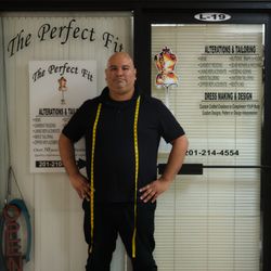 The Perfect Fit - Hi! That's me, Brian, your master tailor, and the store front of The Perfect Fit.