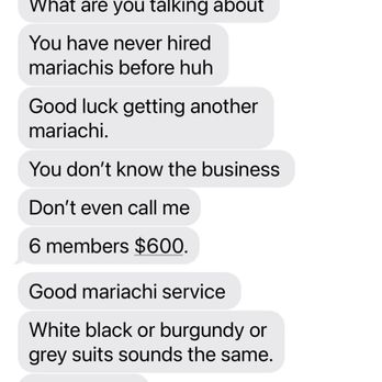 Mariachi Sabor De Mi Tierra - This is the band leaders's response to my concerns!! - Music Venues Near Me