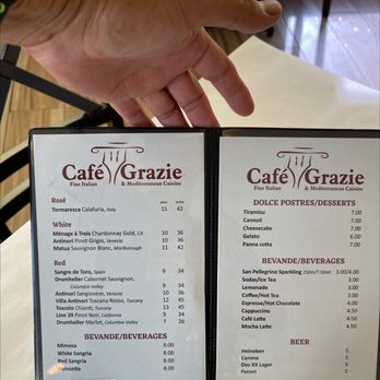 Cafe Grazie - Drink menu - Italian Near Me - Santa Fe, New Mexico