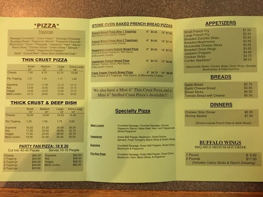 Menu photo 1 Key Pizza Hammond, IN
