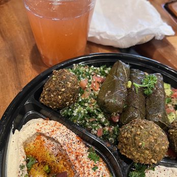 Mazra - Raspberry Lemonade (Fresh Squeezed) and Falafel Mezza Sampler - Middle Eastern Near Me - San Bruno, California Mazra - Raspberry Lemonade (Fresh Squeezed) and Falafel Mezza Sampler - Middle Eastern Near Me - San Bruno, California