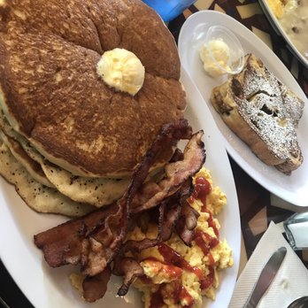 Three Bear's Cafe - Fluffy vanilla pancakes hold the syrup ( not needed), yummy bacon, scrambled eggs, and the French toast made from Cinnabon stuff. - Breakfast & Brunch Near Me - Heber-Overgaard, Arizona