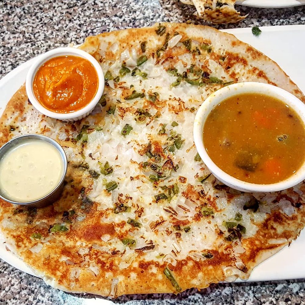 Udupi Indian Vegetarian & Vegan Cuisine - Onion and Chilli Uttapam - Indian Near Me - Tempe, Arizona Udupi Indian Vegetarian & Vegan Cuisine - Onion and Chilli Uttapam - Indian Near Me - Tempe, Arizona