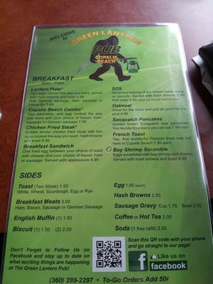 Menu photo 8 Green Lantern Tavern Copalis Beach, WA