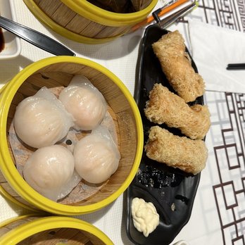 Bistro 1968 - sticky rice wrap (lo mai gai), har gow, siu mai, and crispy lobster rolls - Dim Sum Near Me - San Gabriel, California