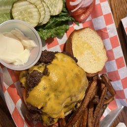 1/2 LB smash cheeseburger with handcut fries 1/2 LB smash cheeseburger with handcut fries
