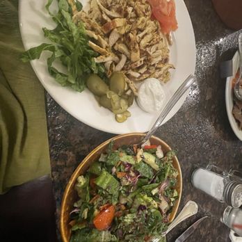 Beirut Grill - Fatoush salad and chicken shawarma - Mediterranean Near Me - Arlington, Texas