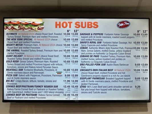 Menu photo 2 Larry's Giant Subs Jacksonville, FL