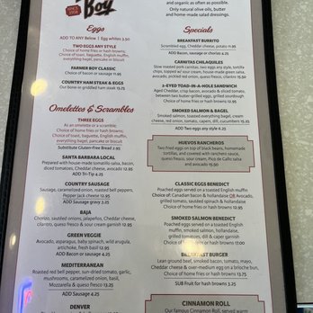 Farmer Boy - Menu! - Breakfast & Brunch Near Me - Santa Barbara, California Farmer Boy - Menu! - Breakfast & Brunch Near Me - Santa Barbara, California