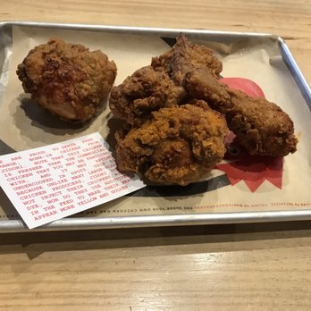 The Crack Shack - 5 piece fried chicken. This stuff is the bomb-- perfectly crispy AND juicy on the inside. I love it. - New American Near Me - Encinitas, California The Crack Shack - 5 piece fried chicken. This stuff is the bomb-- perfectly crispy AND juicy on the inside. I love it. - New American Near Me - Encinitas, California