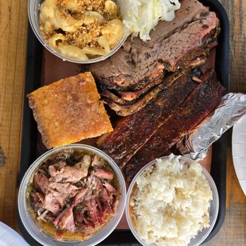 Slab Daddy Barbecue - Plate for 2 menu item: Ribs, brisket, pork, tortilla, cornbread, pickled slaw, mac and cheese, rice and bean - Barbeque Near Me - Miami, Florida Slab Daddy Barbecue - Plate for 2 menu item: Ribs, brisket, pork, tortilla, cornbread, pickled slaw, mac and cheese, rice and bean - Barbeque Near Me - Miami, Florida