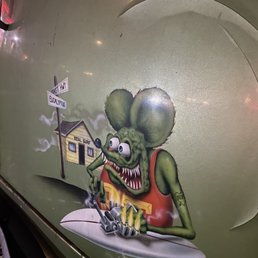 Artwork on the van out front.