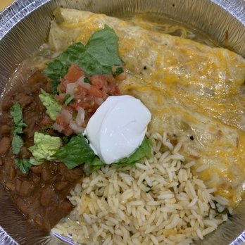 Costa Vida - Two cheese enchiladas with medium sauce, pinto beans and rice. (Includes Pico, lettuce and sour cream) - Mexican Near Me - Logan, Utah