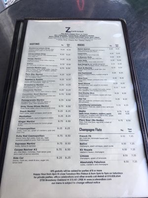 Menu photo 8 Z Cafe & Bar Oakland, CA Menu photo 8 Z Cafe & Bar Oakland, CA
